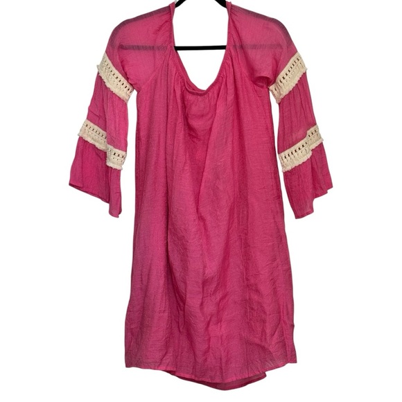 Women’s vava by Joy Han pink tassel sleeve off the shoulder dress nwt size L - Picture 1 of 10